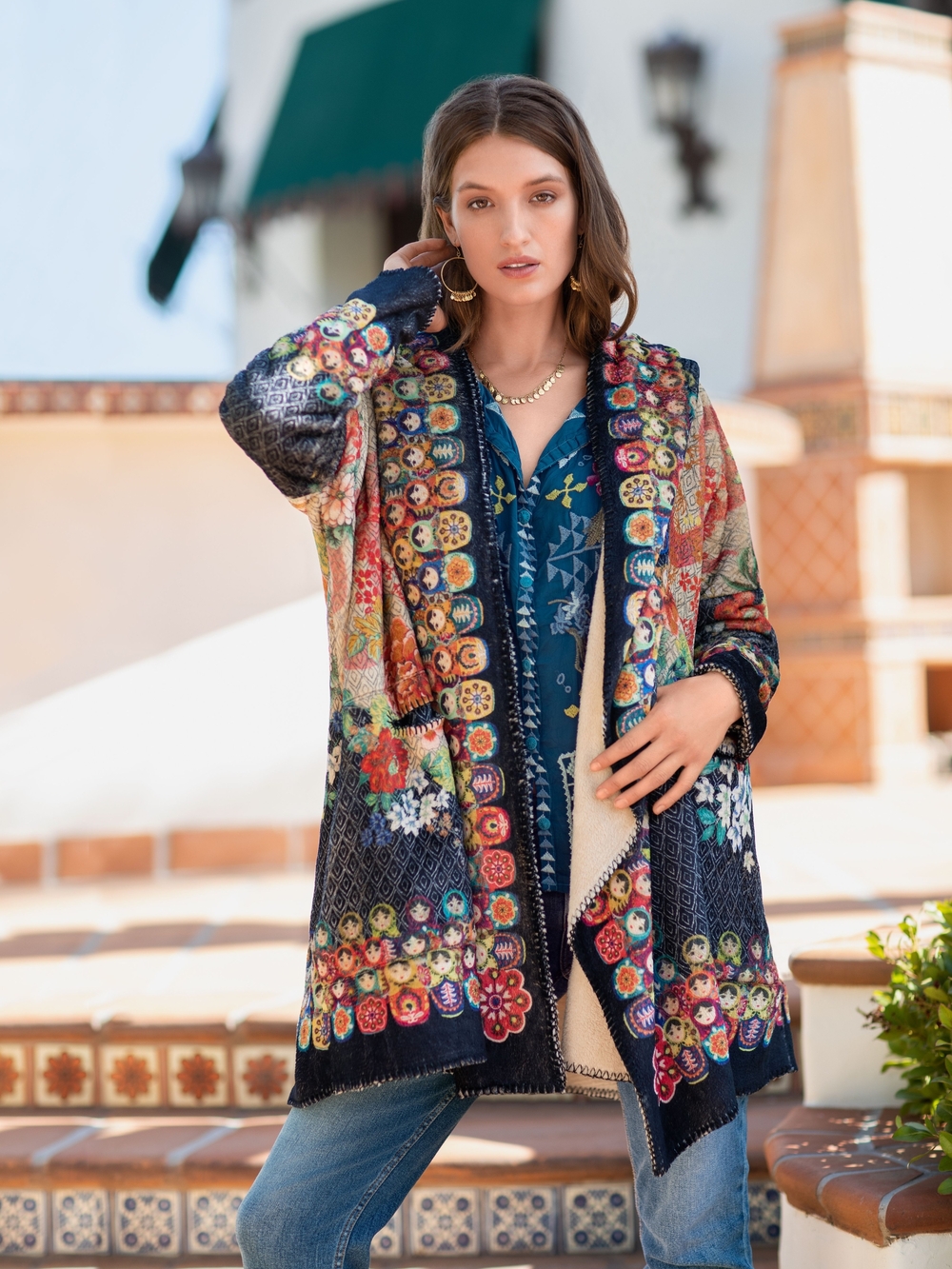 JOHNNY WAS PETE & GRETA | Dolls Cozy Sherpa Floral Wearable Blanket Robe | M - Picture 3 of 10